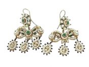 Vintage Inspired Pearl and Emerald Chandelier Earrings