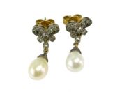 Antique Style Pearl and Diamond Earrings