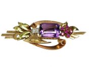 Retro Amethyst Brooch