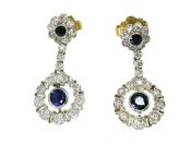 Vintage Sapphire and Diamond Drop Earrings