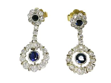 Vintage Sapphire and Diamond Drop Earrings