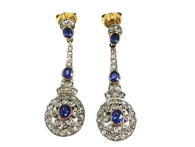 Vintage Sapphire and Diamond Drop Earrings