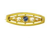 Sapphire and Pearl Brooch
