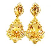 Vintage Citrine Cannetille Drop Earrings