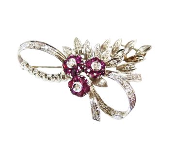Vintage Diamond and Ruby Brooch
