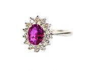Vintage Pink Sapphire and Diamond Ring