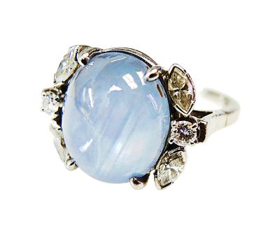 Vintage Star Sapphire and Diamond Ring