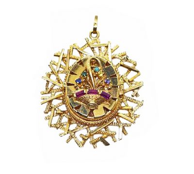 Vintage Synthetic Multi Gemstone Pendant