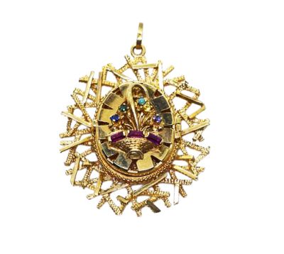 Vintage Synthetic Multi Gemstone Pendant