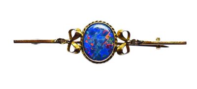 Retro Opal Doublet Ribbon Bar Brooch