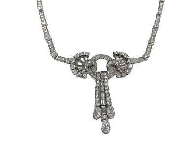 Retro Platinum and Diamond Necklace