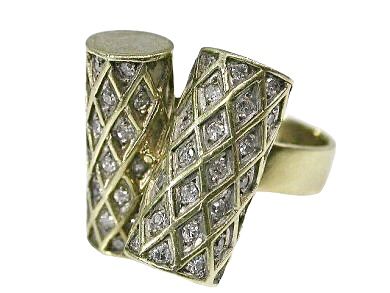 Double Cylinder Diamond Ring
