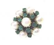 Pearl and Chrysoprase Cluster Ring