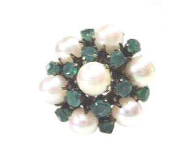 Pearl and Chrysoprase Cluster Ring