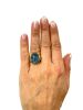 Vintage 16.58ct Carved Cat Aquamarine 14kt Ring