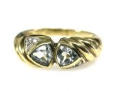 Vintage .73ct Aquamarine and Diamond 14kt Ring