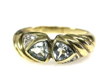 Vintage .73ct Aquamarine and Diamond 14kt Ring