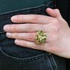 Vintage Sapphire Emerald Ruby Floral Cluster Ring