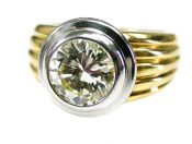 Modern 2.16ct Diamond Solitaire Platinum and 18kt Ring