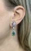 Vintage Synthetic Emerald and Diamond Drop and Detachable Earrings
