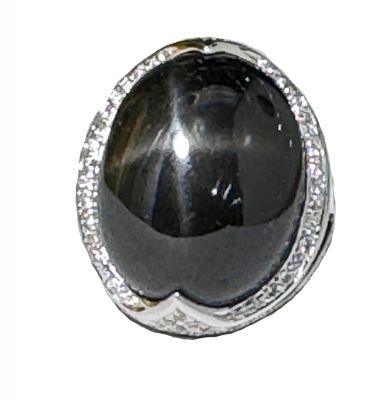 Vintage Star Diopside and Diamond Ring
