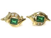 Vintage Emerald and Diamond Earrings