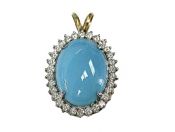 Vintage Turquoise and Diamond Pendant