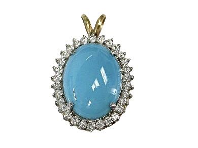Vintage Turquoise and Diamond Pendant