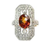 Vintage Inspired 2.01ct Citrine and Diamond 18kt Ring