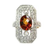 Vintage Style Citrine and Diamond Ring