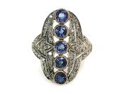 Vintage Inspired Sapphire and Diamond Ring