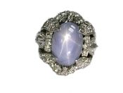 Vintage Star Sapphire and Diamond Ring