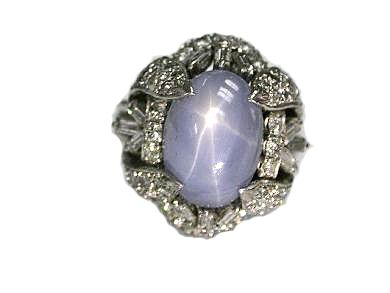 Vintage Star Sapphire and Diamond Ring