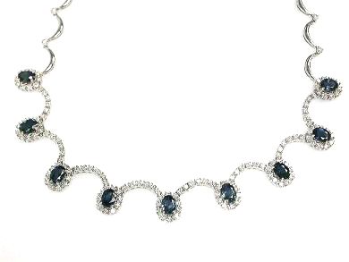 Vintage Inspired Sapphire and Diamond Necklace