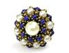 Vintage Pearl and Lapis Cluster Ring