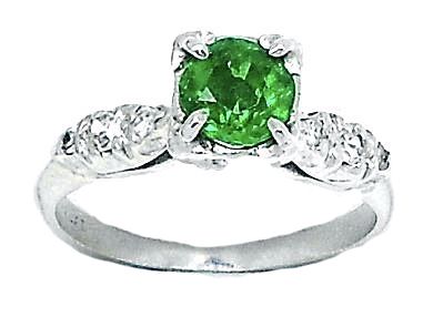 Vintage Tsavorite Garnet and Diamond Ring