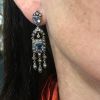 Vintage 1.57ct Aquamarine and Diamond Earrings in 18kt Yellow Gold and Silver
