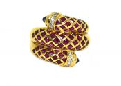 Vintage Ruby Diamond Sapphire Snake Ring