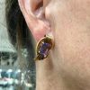 Retro 7.41ct Amethyst  Earrings in 18kt Yellow Gold