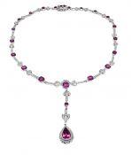 Vintage Inspired Pink Tourmaline and Diamond Necklace