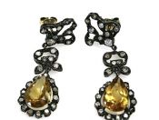 Antique 6.01ct Citrine and Diamond 18kt Earrings