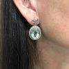 Vintage 16.60ct Prasiolite Earrings in 18kt Yellow Gold and Silver