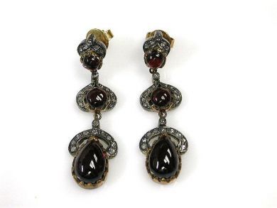 Garnet and Diamond Drop Earrings