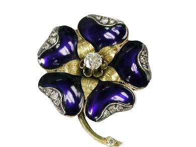Enamel Floral Brooch