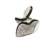 Modern Black Diamond and Diamond Pave Ring