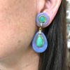 Primavesi and Kauffmann Vintage Chrysoprase Chalcedony and Diamond Earrings in 18kt Yellow Gold