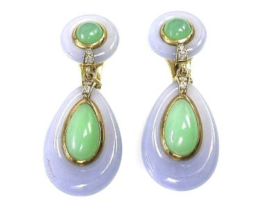 Primavesi and Kaufman Chrysoprase and Chalcedony Earrings