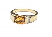 Modern Citrine and Diamond Ring