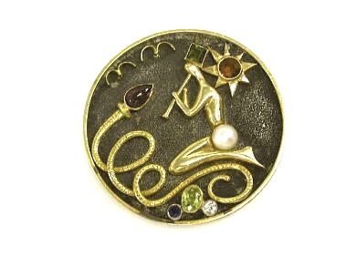 Vintage Multi Stone Snake Charmer Brooch or Pendant