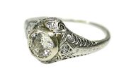 Vintage .62ct Diamond Platinum and 18kt Filigree Ring